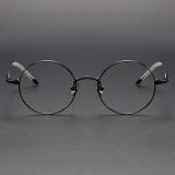 Round Titanium Glasses LE1242_Black