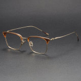 Browline Titanium Glasses LE1219_Clear Tea & Gold