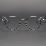 Geometric Titanium Glasses LE1225_Black & Silver