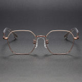 Geometric Titanium Glasses LE1231_Coffee & Rose Gold