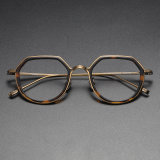 Geometric Titanium Glasses LE1235_Tortoise & Bronze