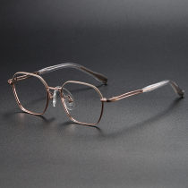 Geometric Titanium Glasses LE1231_Coffee & Rose Gold