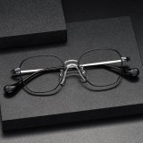 Geometric Titanium Glasses LE1203_Black - Silver