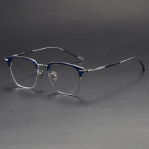 Browline Titanium Glasses LE1211_Clear Blue & Silver