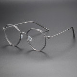 Geometric Titanium & Acetate Glasses LE1197_Clear Gray & Silver