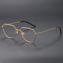 Geometric Titanium Glasses LE1194_Gold Geometric Titanium Glasses LE1194_Gold