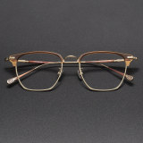 Browline Titanium Glasses LE1211_Clear Tea & Gold