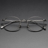 Round Titanium Glasses LE1198_Gunmetal