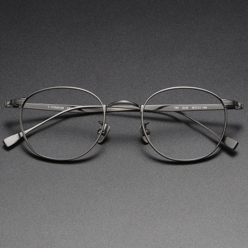 Round Titanium Glasses LE1198_Gunmetal