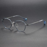 Geometric Titanium Glasses LE1203_Blue - Silver