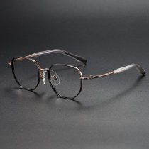 Geometric Titanium Glasses LE1210_Black & Rose Gold Geometric Titanium Glasses LE1210_Black & Rose Gold