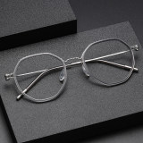 Geometric Titanium & Acetate Glasses LE1197_Clear Gray & Silver