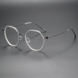 Geometric Titanium & Acetate Glasses LE1197_Clear & Gunmetal