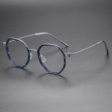 Geometric Titanium & Acetate Glasses LE1197_Blue Tortoise & Silver