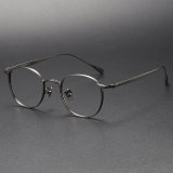 Round Titanium Glasses LE1198_Gunmetal