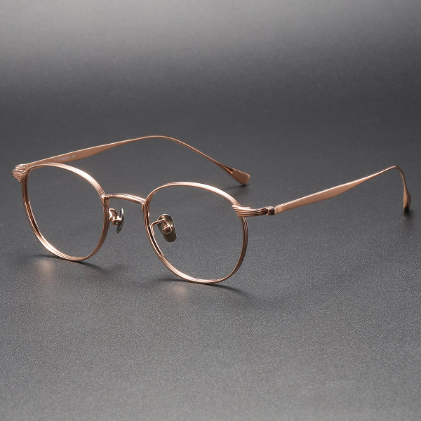 Round Titanium Glasses LE1198_Rose Gold