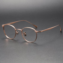 Round Titanium Glasses LE1198_Rose Gold Round Titanium Glasses LE1198_Rose Gold
