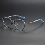 Geometric Titanium Glasses LE1210_Blue & Silver