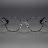 Geometric Titanium Glasses LE1203_Black - Silver