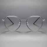 Geometric Titanium & Acetate Glasses LE1197_Clear Gray & Silver