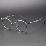 Round Titanium Glasses LE1198_Silver