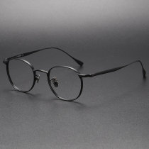 Round Titanium Glasses LE1198_Black