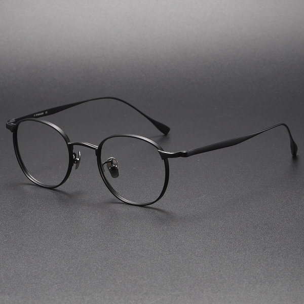 Round Titanium Glasses LE1198_Black
