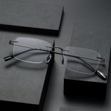 Rimless Titanium Glasses LE1213_Gunmetal