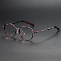 Geometric Titanium Glasses LE1210_Red & Rose Gold Geometric Titanium Glasses LE1210_Red & Rose Gold