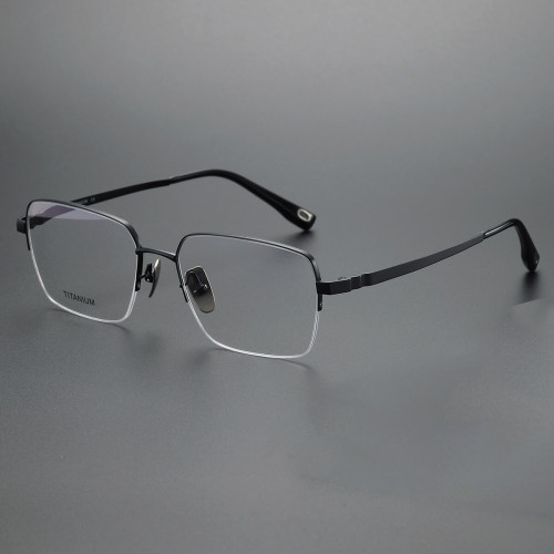 Half Rim Titanium Glasses LE1196_Black