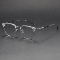 Browline Titanium Glasses LE1211_Clear & Silver