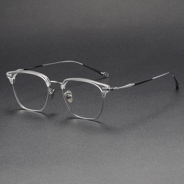 Browline Titanium Glasses LE1211_Clear & Silver