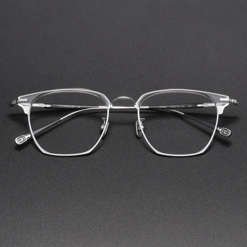 Browline Titanium Glasses LE1211_Clear & Silver