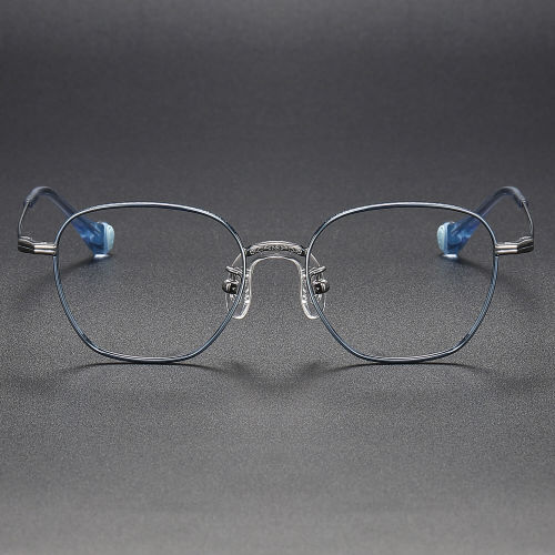 Geometric Titanium Glasses LE1203_Blue - Silver