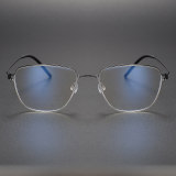 Geometric Titanium Glasses LE1185_Black & Silver