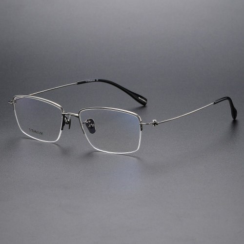 Half Rim Titanium Glasses LE1186_Gunmetal