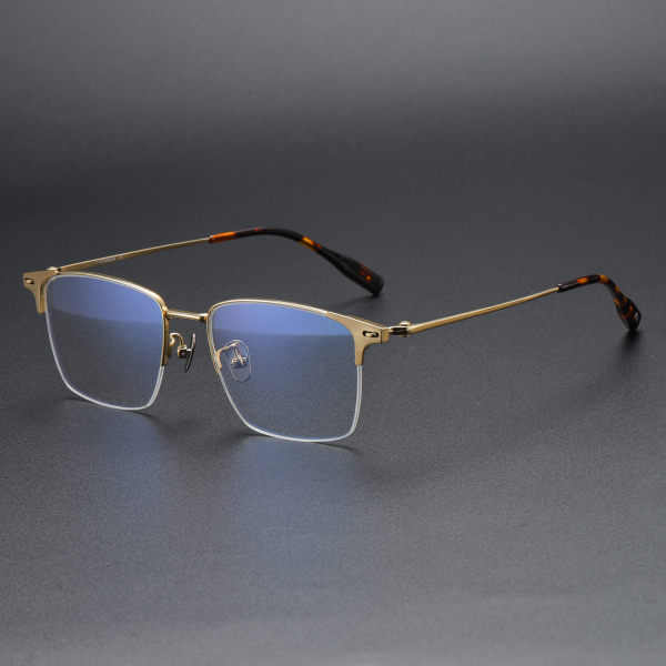 Half Rim Titanium Glasses LE1191_Gold