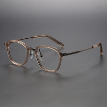 Square Acetate & Titanium Glasses LE1183_Clear Tea & Bronze