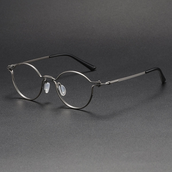 Oval Titanium Glasses LE1188_Gunmetal