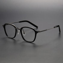 Square Acetate & Titanium Glasses LE1183_Black & Gunmetal Square Acetate & Titanium Glasses LE1183_Black & Gunmetal