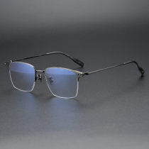 Half Rim Titanium Glasses LE1191_Gunmetal Half Rim Titanium Glasses LE1191_Gunmetal