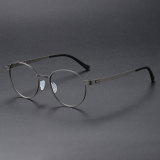 Round Titanium Glasses LE1167_Gunmetal