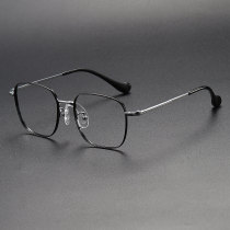 Square Titanium Glasses LE1177_Black & Silver