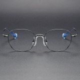 Geometric Titanium Glasses LE1173_Blue & Gunmetal