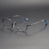 Geometric Titanium Glasses LE1173_Blue & Gunmetal