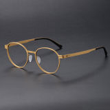 Round Titanium Glasses LE1167_Gold