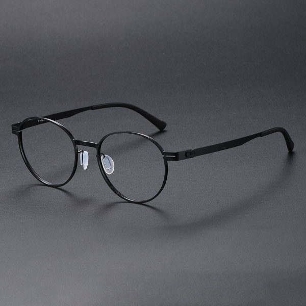 Round Titanium Glasses LE1167_Black