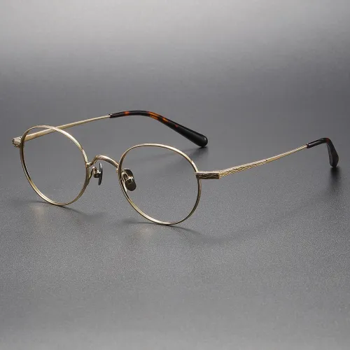 Round Titanium Glasses LE1180_Gold