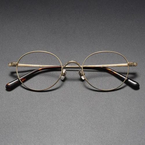 Round Titanium Glasses LE1180_Gold