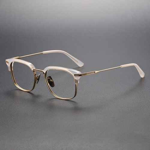 Browline Titanium & Acetate Glasses LE1172_Clear & Gold